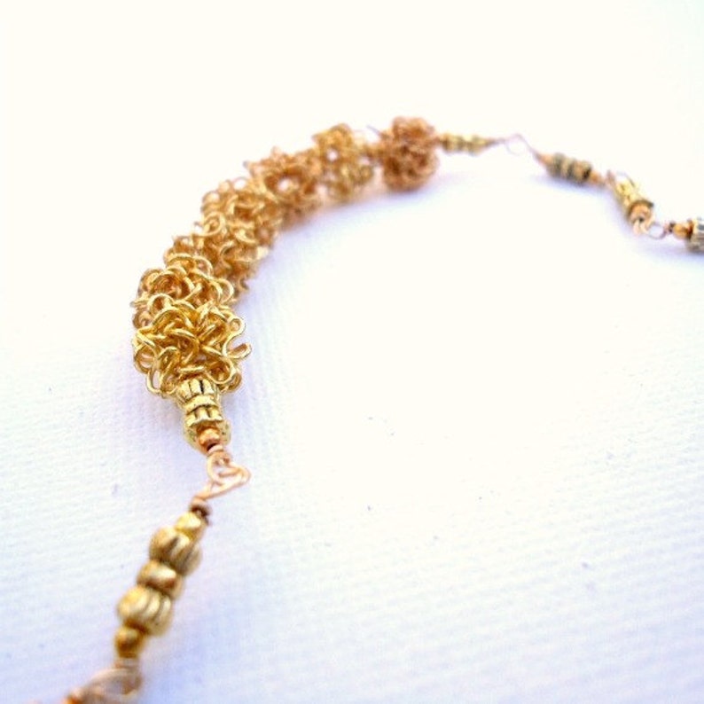 Yellow Gold Necklace Bead Bar Jewelry Wire Wrapped Jewellery Fancy Chain N73 Etsy