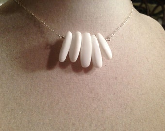 White Necklace - Spike Jewelry - Point Pendant - Sterling Silver - Chain - Fashion - Kitsch - Hipster - Funky