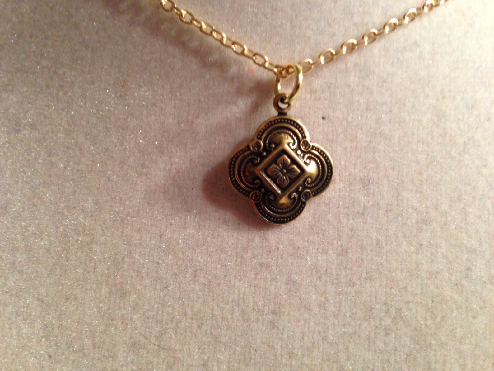 Quatrefoil Necklace Gold Jewelry Pendant Jewellery Etsy