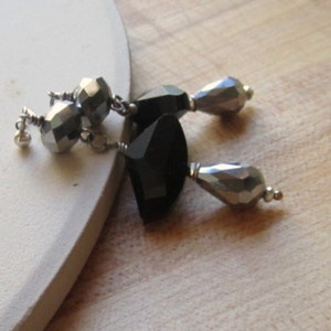 Black Earrings Metallic Crystal Jewelry Silver Jewellery Glam Luxe Chunky image 5