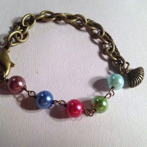 Brass Bracelet Pearl Bracelet Multi Color Bracelet Pearl Jewelry Chain Jewellery Glass Pearls Double Chain Unique Everyday Fashion Gift