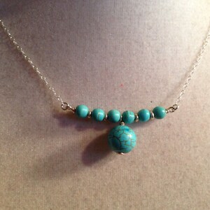 Turquoise Necklace - Sterling Silver Jewelry - Bead Bar Pendant Jewellery - Chain - Fashion