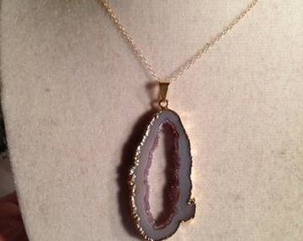 Druzy Collar - Druzy Jewelry - Colgante drusy - Joyería de oro amarillo - Joyería en cadena - Geode