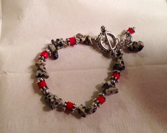 Dalmatische Jaspis Armband - Rode Sieraden - Edelsteen Sieraden - Bungelen - Bedels - Kralen
