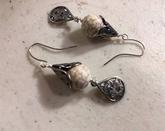 White Turquoise Earrings - Silver Jewelry - Fashion Jewellery - Gemstone - Trendy