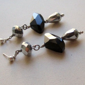 Black Earrings Metallic Crystal Jewelry Silver Jewellery Glam Luxe Chunky image 3