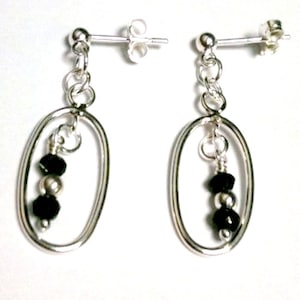 Black Spinel Earrings - Sterling Silver Jewelry - Gemstone Jewellery - Fashion - Trendy ER-81