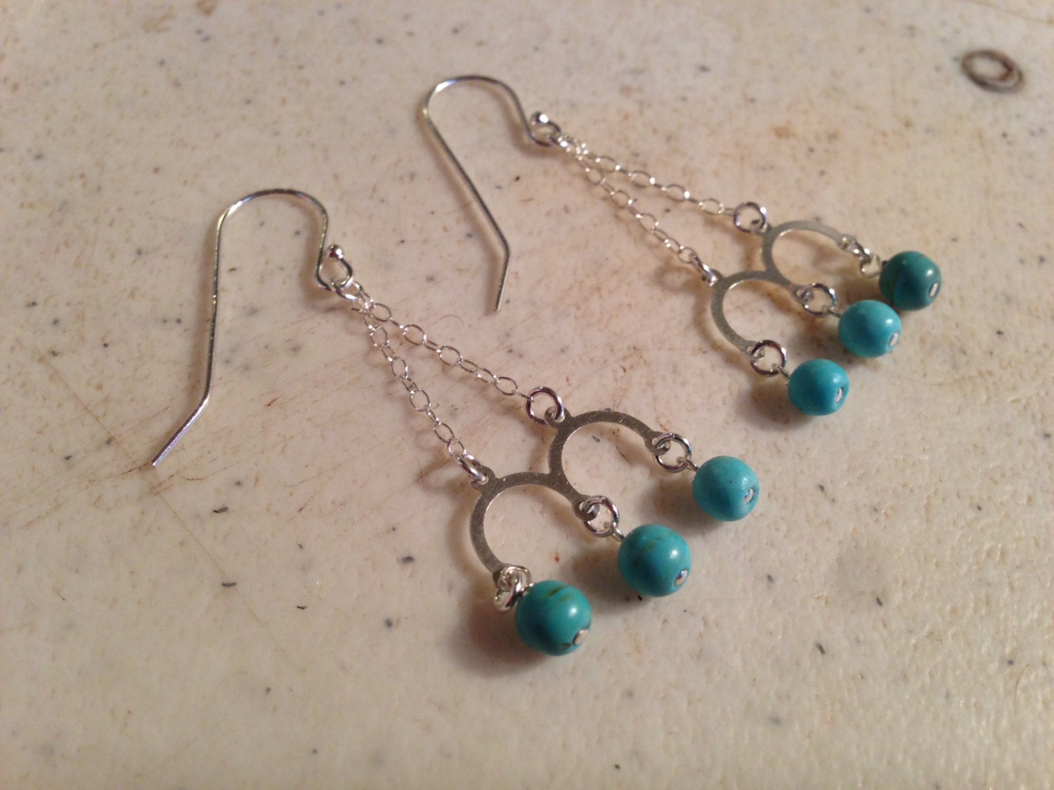 Turquoise Earrings Sterling Silver Jewellery Chandelier Blue Howlite ...
