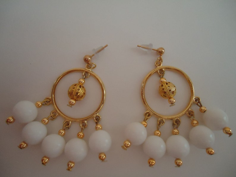 White Earrings Gold Jewellery Chunky Jewelry Chandelier - Etsy