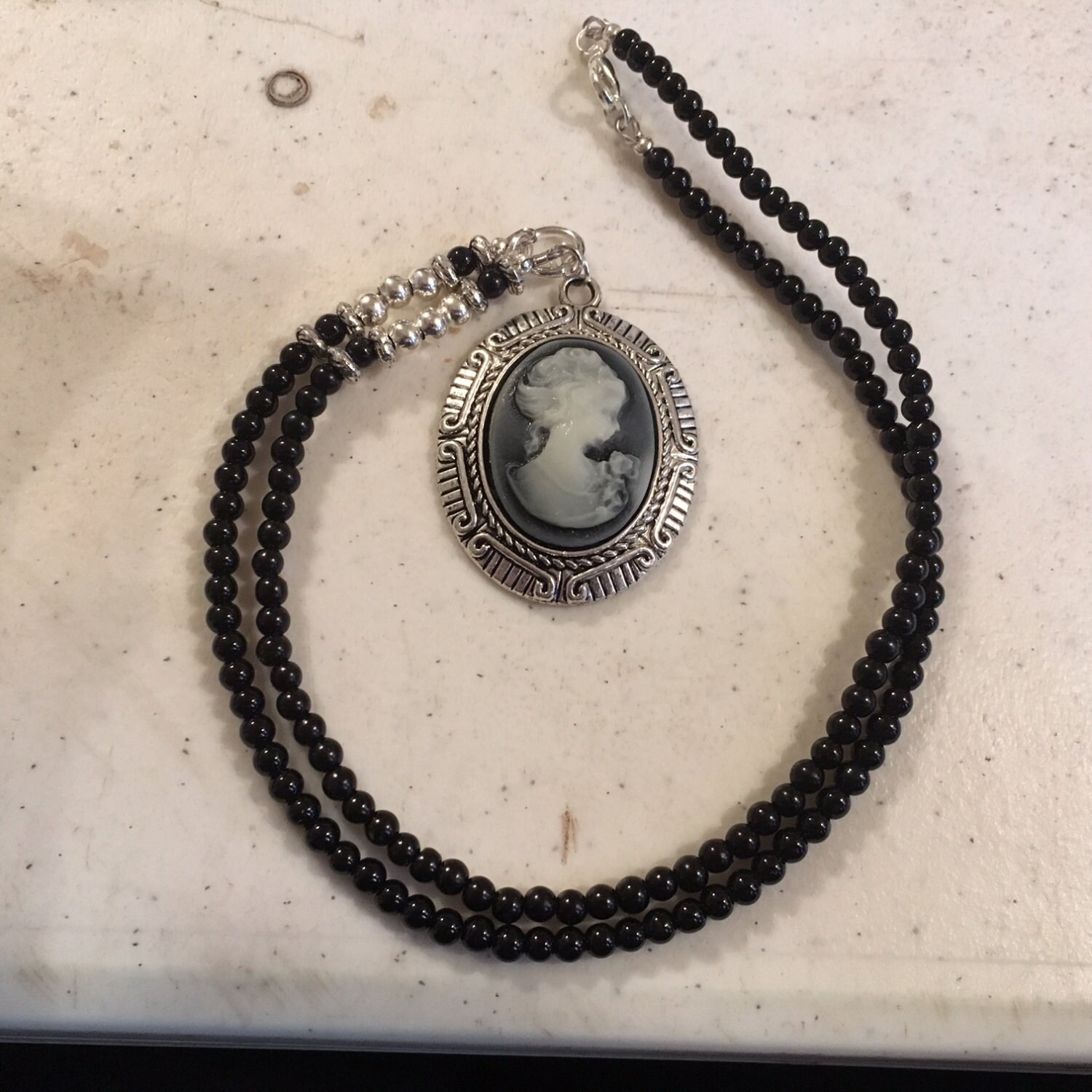 Cameo Necklace Black Jewelry Silver Fashion Jewellery Etsy