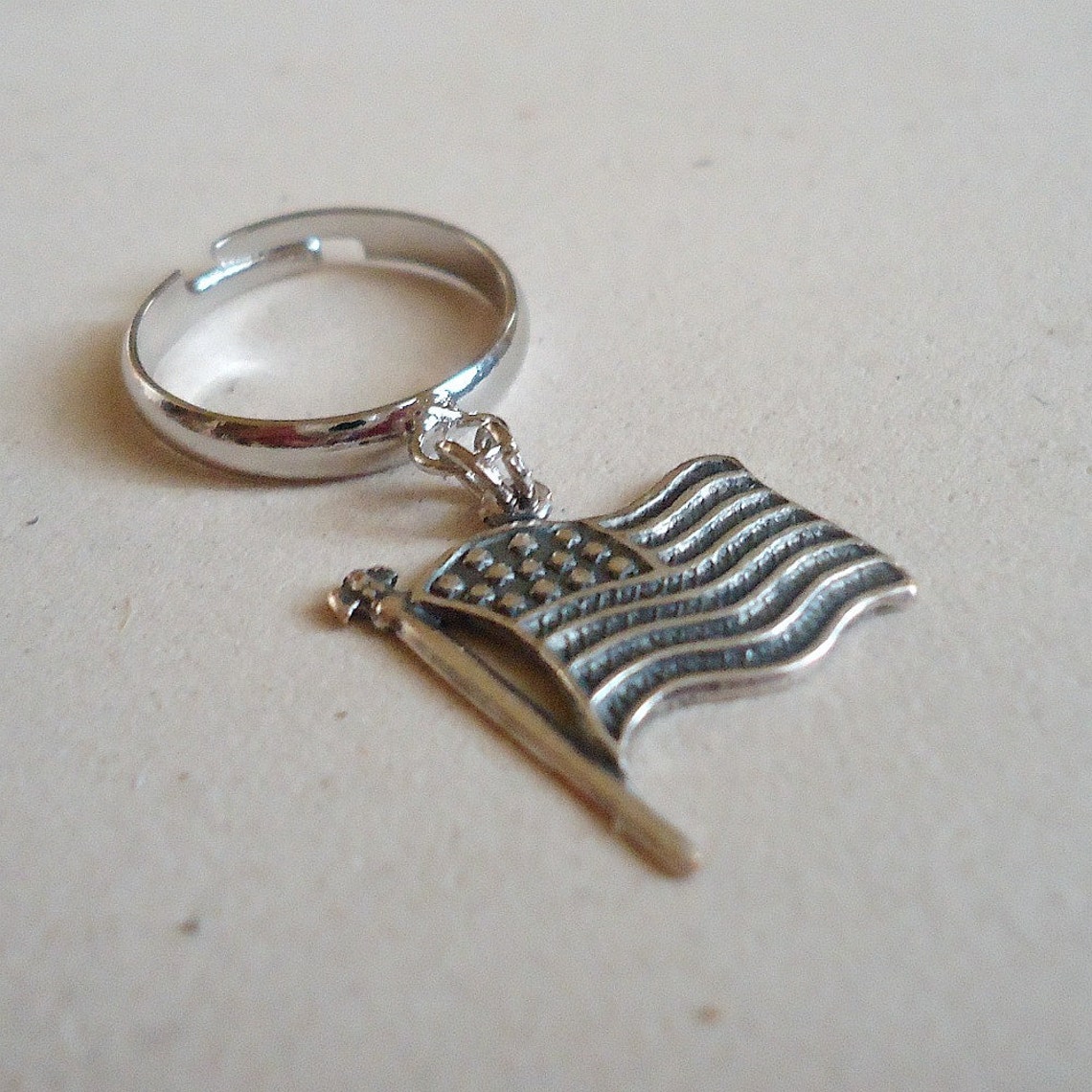 Flag Ring Silver Jewelry USA Patriotic Jewellery July 4th Stars and ...