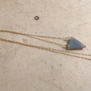 Light Blue Necklace Chalcedony Gemstone Jewelry Triangle Pendant Gold Chain Jewellery Fashion Trendy image 3