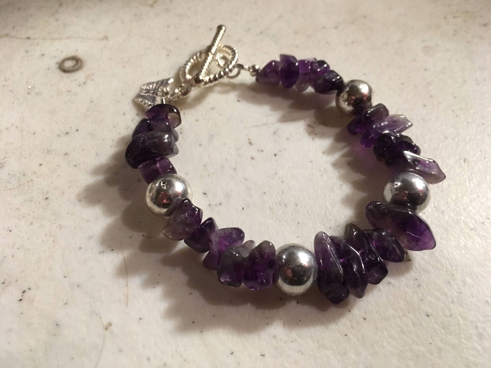 Purple Bracelet Agate Jewelry Silver Jewellery Gemstone Butterfly Charm ...