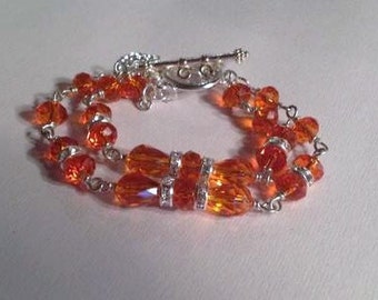 Bracelet orange en cristal - UT Longhorn Jewelry Lips Charm - Bijoux en argent - Bijoux Double Strand - Cristal - Mode