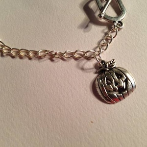 Pumpkin Bracelet Halloween Jewelry Silver Jewelry Charm Jewellery Chain Trick or Treat Charm Jack o Lantern image 2