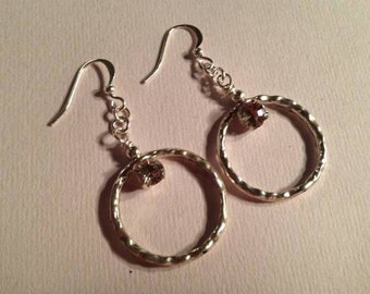 Crystal Earrings - Silver Jewellery - Wedding Jewelry - Hoop - Bride - Bridesmaid - Glam