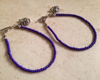 Purple Bracelet - LSU Jewelry - Tiger Charm Jewellery - College Football - Beaded