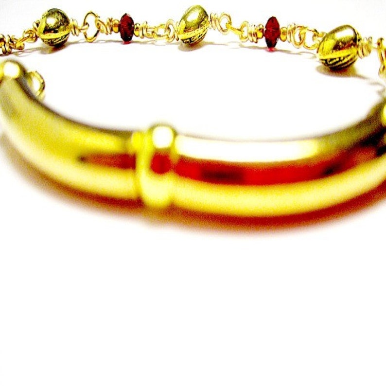 Gold Bracelet Valentine Jewelry Gold Jewellery Red Crystals Love Fashion image 5