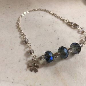 Blue Bracelet Crystal Jewellery Silver Chain Jewelry Clover Charm Fashion Trendy zdjęcie 2