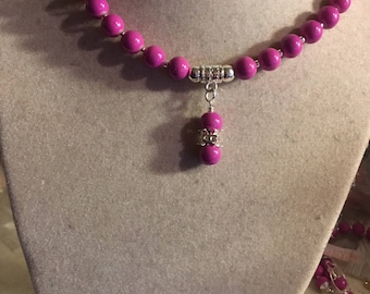 Magenta ketting - edelsteen - statement - zilveren sieraden - hangersieraden - mode - kralen - cadeau