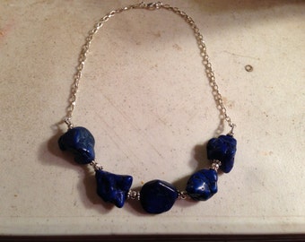 Blue Necklace - Blue Jewelry - Howlite Gemstones - Silver Chain - Trendy - Fashion