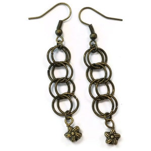 Brass Earrings Chainmaille Jewellery Flower Charm Jewelry Fashion Unique image 5