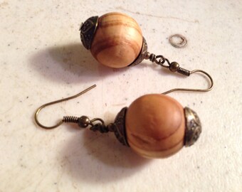 Brown Earrings - Wood Jewelry - Brass Jewellery - Chunky - Fashion - Trendy