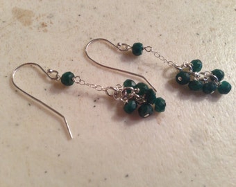 Green Earrings - Emerald Jewelry - May Birthstone - Sterling Silver Jewellery - Gemstone - Chic - Luxe - Chain