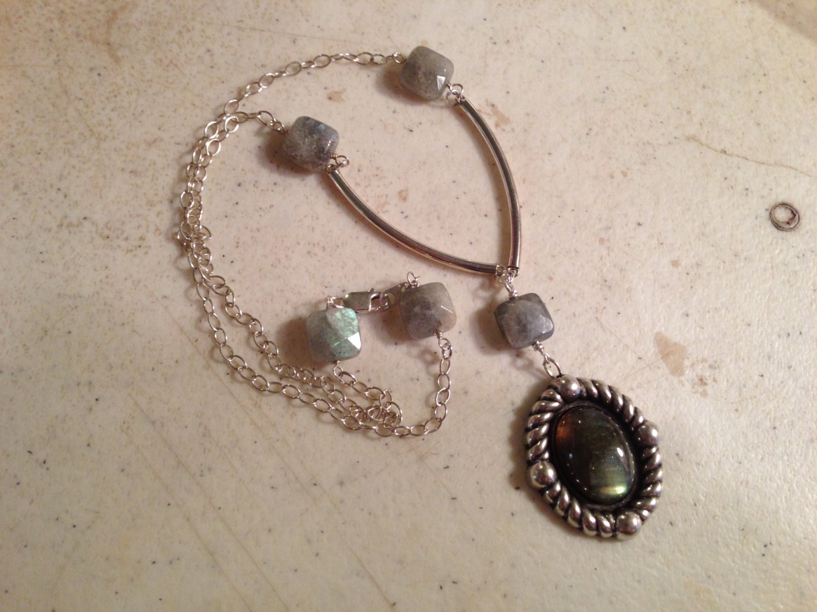 Collar gris Joyas de piedra preciosa labradorita Joyería | Etsy