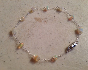 Opal Bracelet - Ethiopian Opal Jewelry  - Sterling Silver Jewellery - Iridescent Gemstone - Luxe - Chic