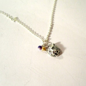 Louisiana State University Sterling Silver LSU Enameled Football Pendant