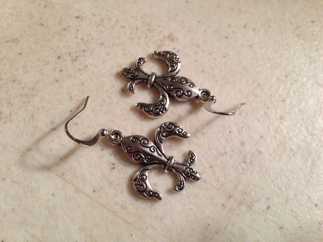 Fleur De Lys Earrings Silver Jewelry LSU Jewellery - Etsy