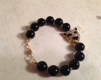 Black Onyx Bracelet - Gold Jewelry - Tiger Jewellery - Crystals - Fashion - Trendy