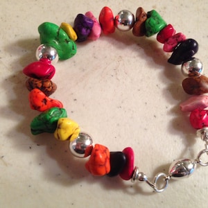 Turquoise Bracelet - Multicolor Jewelry - Gemstone Jewellery - Sterling Silver - Fashion - Unique