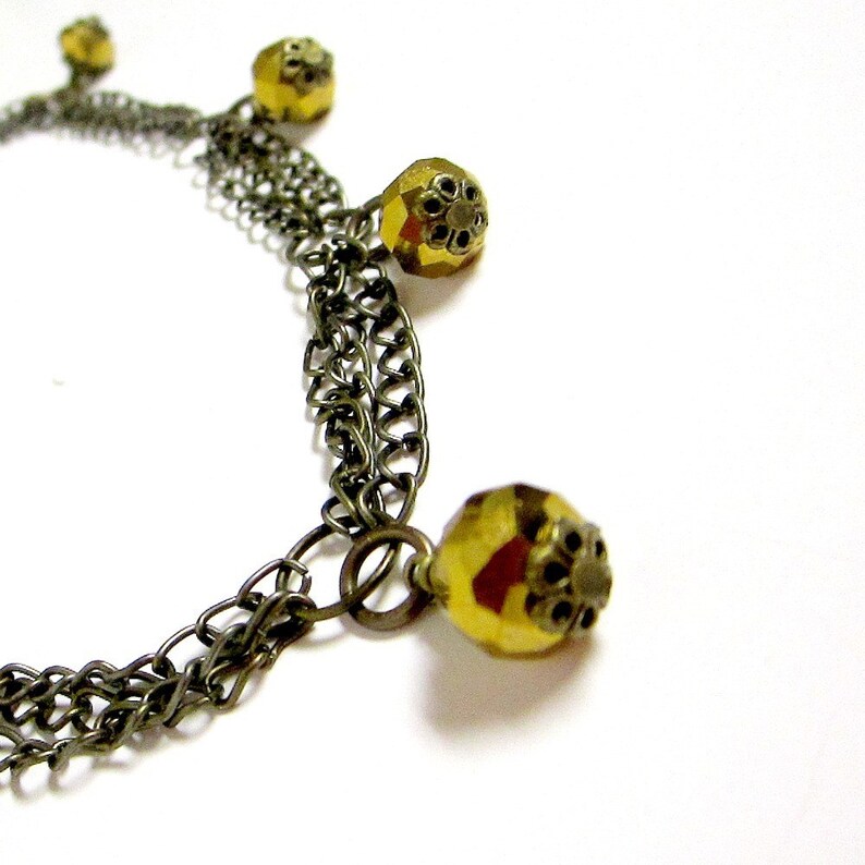 Gold Crystal Metallic Necklace Brass Jewellery Multichain Jewelry Accessories Fashion Handmade image 3