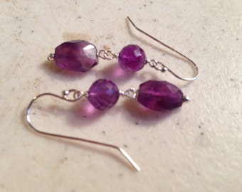 Amethyst Earrings - Purple Jewelry - Gemstone Jewellery - February Birthstone - Sterling Silver Jewelry