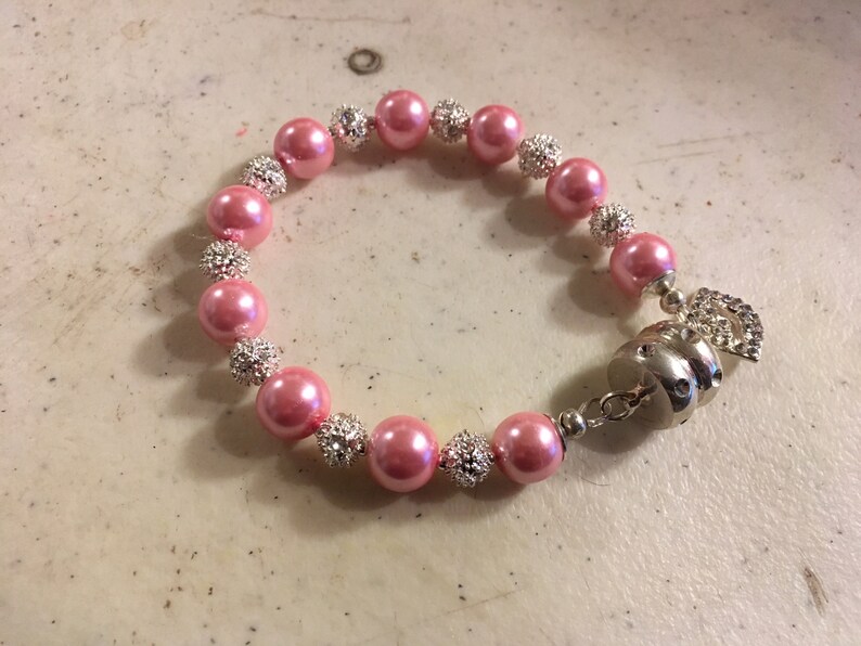 Pink Pearl Bracelet Pearl Jewelry Silver Jewelry Lips Charm Jewellery Handmade Fashion image 3