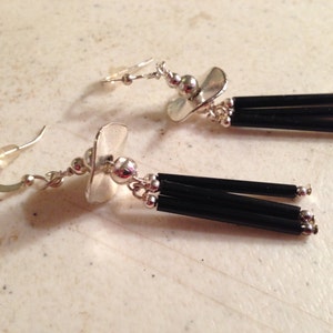 Black Earrings - Silver Jewelry  - Fashion Jewellery - Chic - Dangle - Beaded - Funky