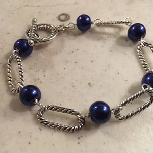 Blue Bracelet - Navy Blue Jewelry - Silver Jewellery - Fashion - Unique