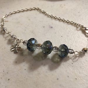 Blue Bracelet Crystal Jewellery Silver Chain Jewelry Clover Charm Fashion Trendy image 3