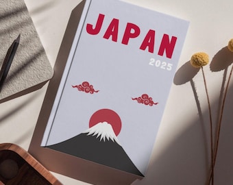Modello di album fotografico GIAPPONE – Stile Assouline da scaricare e personalizzare (copertina del libro, infografica, mappa del Giappone e foto interna)