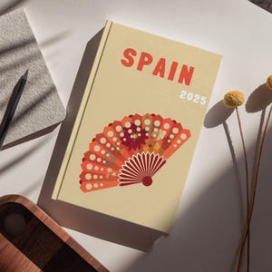 Modello di album fotografico SPAGNA – Stile Assouline da scaricare e personalizzare (copertina del libro, infografica, mappa della Spagna e foto dell'interno)