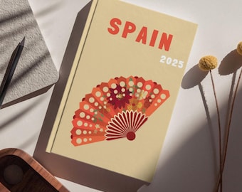 Plantilla de álbum de fotos de ESPAÑA: estilo Assouline para descargar y personalizar (portada, infografía, mapa de España y foto interior)