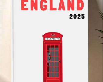 ENGLAND Photo Album Template – Assouline Style to Download and Customize (book cover, infographic, England map, and photo interior)