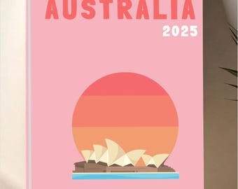 AUSTRALIA Photo Album Template – Assouline Style to Download and Customize (book cover, infographic, Australia map, and photo interior)
