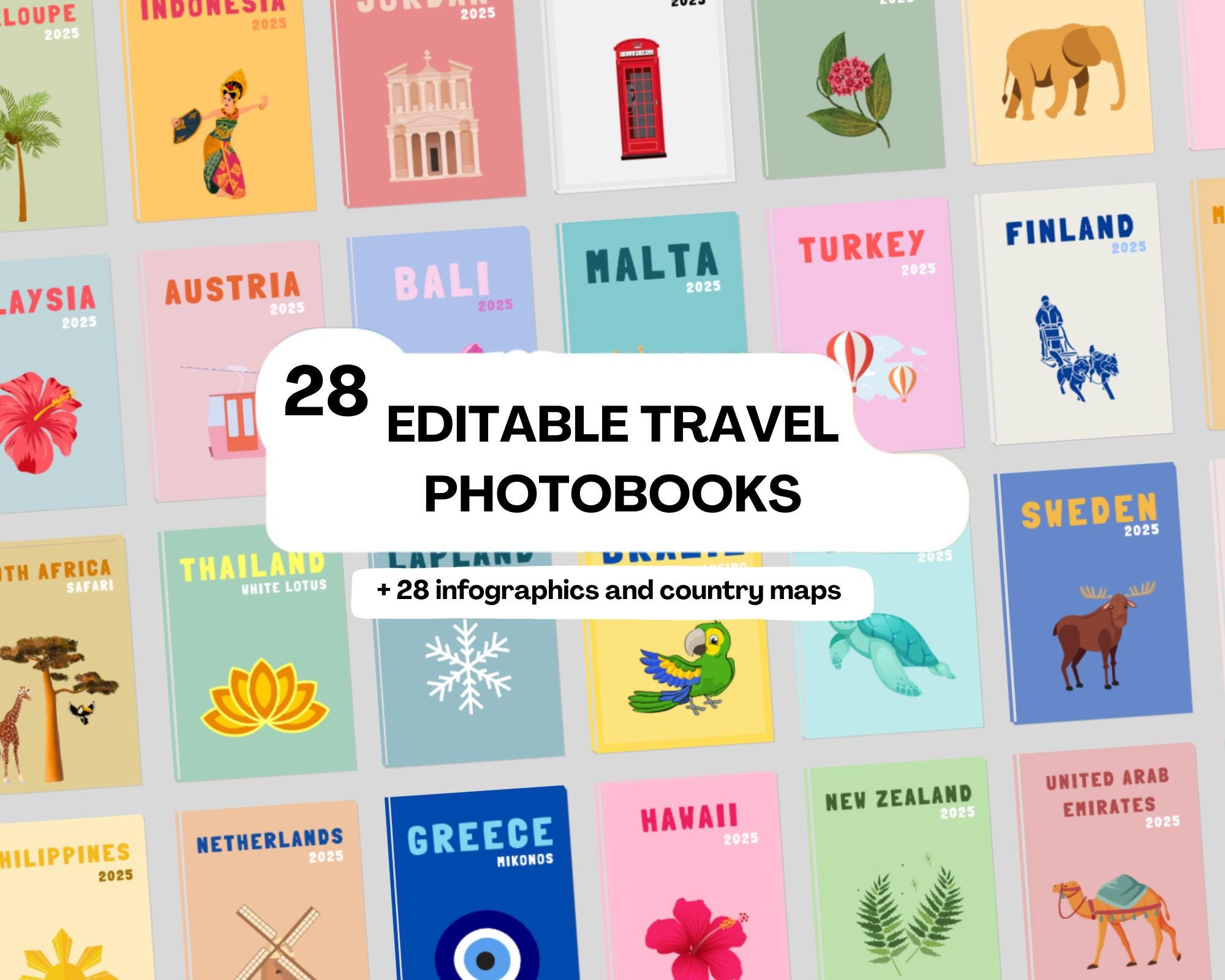Travel Photo Book Templates, Downloadable and Customizable Assouline-Style Photo Album, Memory Book, Luxury Photo Album.