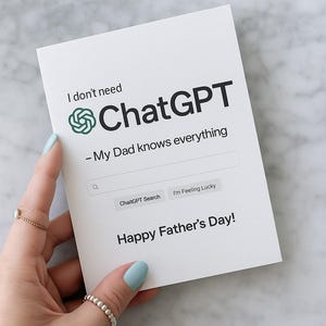 Lustige Vatertagskarte | Ich brauche keinen Chat GPT Mein Vater weiß alles | Druckbare Canva Vorlage | Digitaler Download
