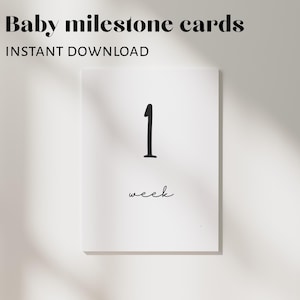 Tarjetas minimalistas de hitos para bebés / Accesorios fotográficos mensuales imprimibles en tonos neutros / Recuerdo para recién nacidos / Descarga digital
