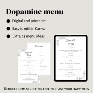 Dopamine Menu | Dopamine Detox | ADHD template | Happiness Planner | Printable | ADHD Hack | Dopamine | Planning ideas | Personalized |