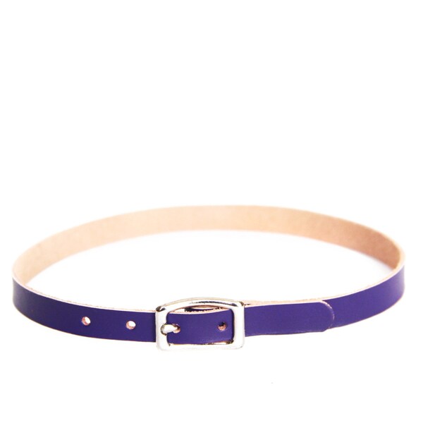 Mini Basic Buckle Choker -- Violet Leather Choker